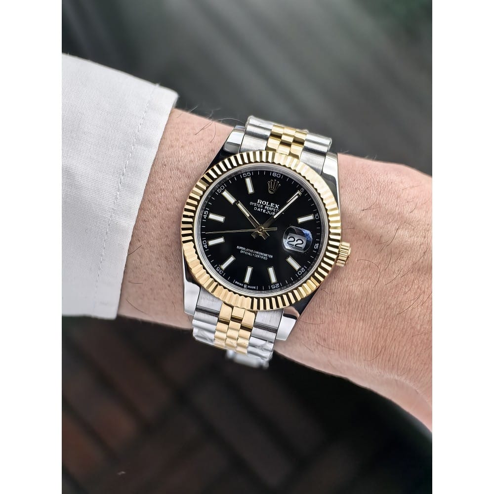 rolex datejust 41mm automatic watch - black dial