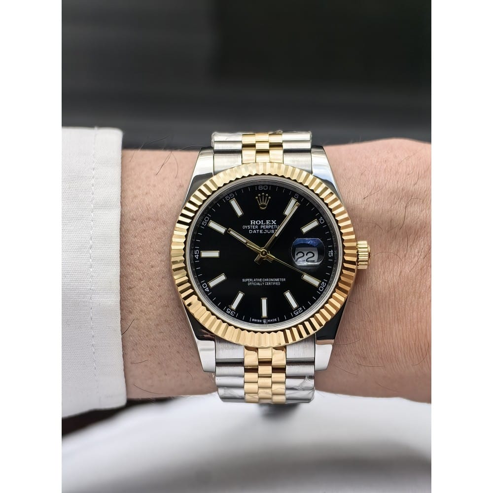 rolex datejust 41mm automatic watch - black dial - Image 4