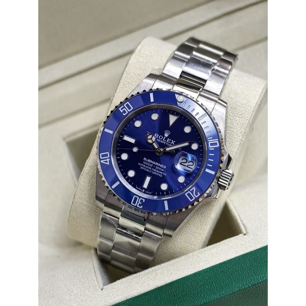 rolex submariner date blue 40mm stainless steel watch