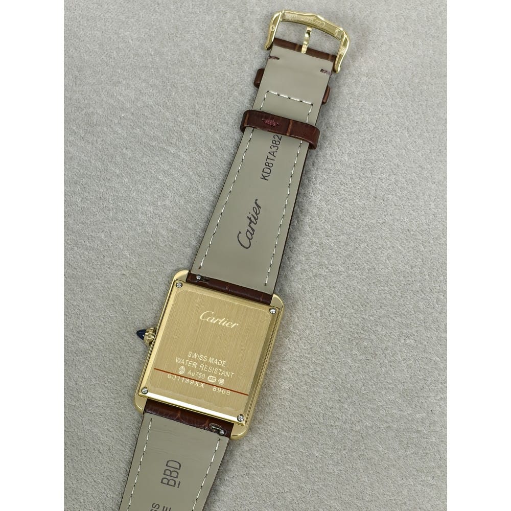 cartier tank watch - brown leather strap, 40mm case - Image 2