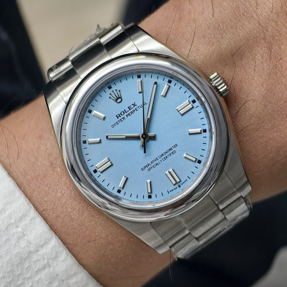 rolex oyster perpetual 40mm ice blue watch