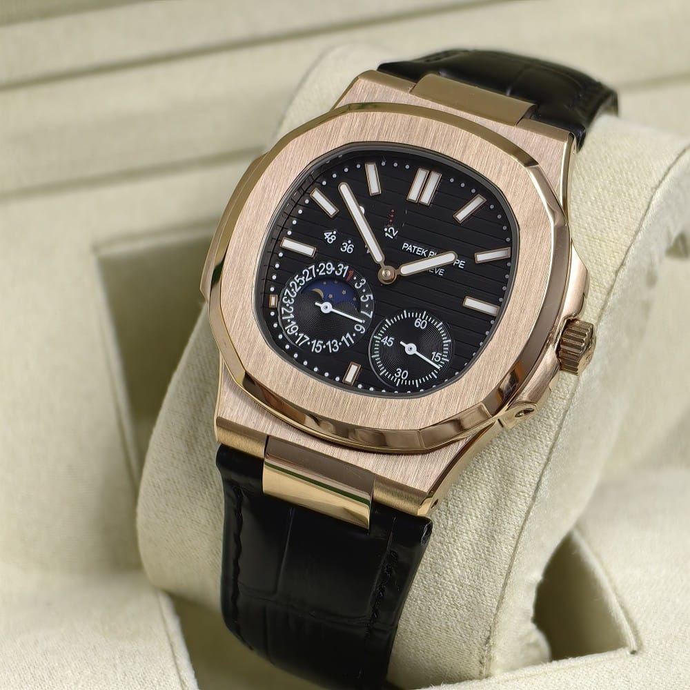 patek philippe nautilus 5712 rose gold black leather