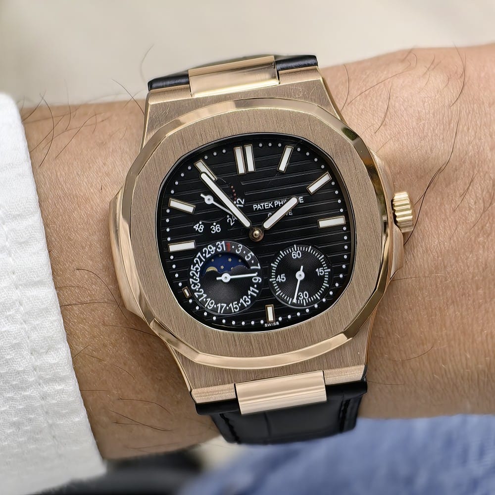 patek philippe nautilus 5712 rose gold black leather - Image 6
