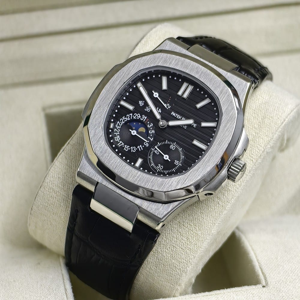 patek philippe nautilus 5712 silver black leather 41mm