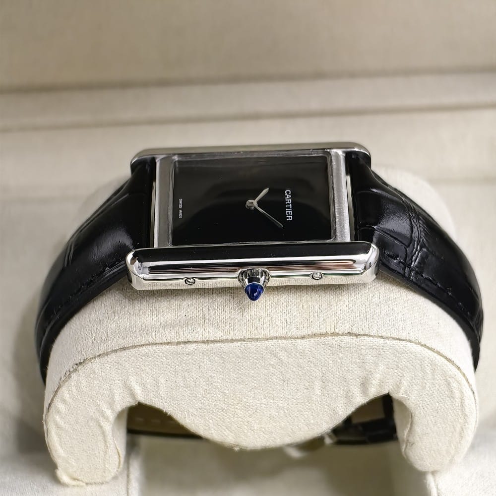 cartier tank silver black 40mm watch - Image 5