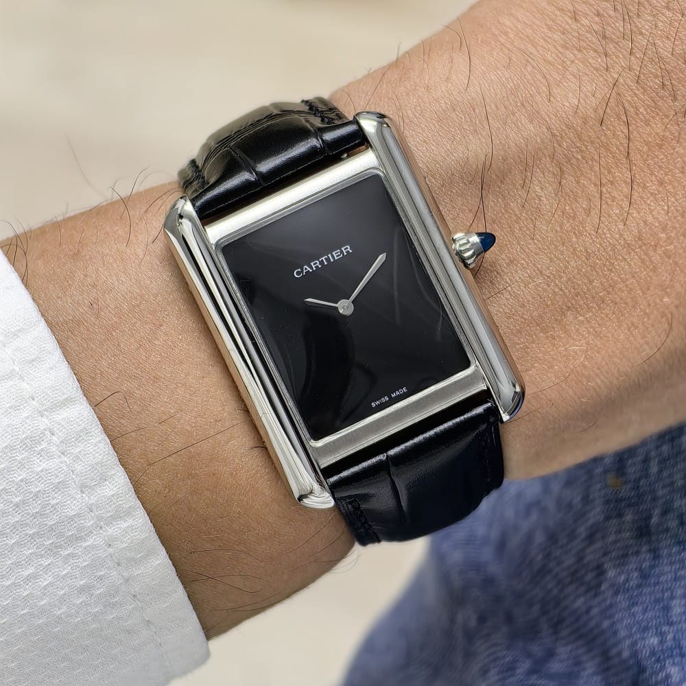 cartier tank silver black 40mm watch - Image 7