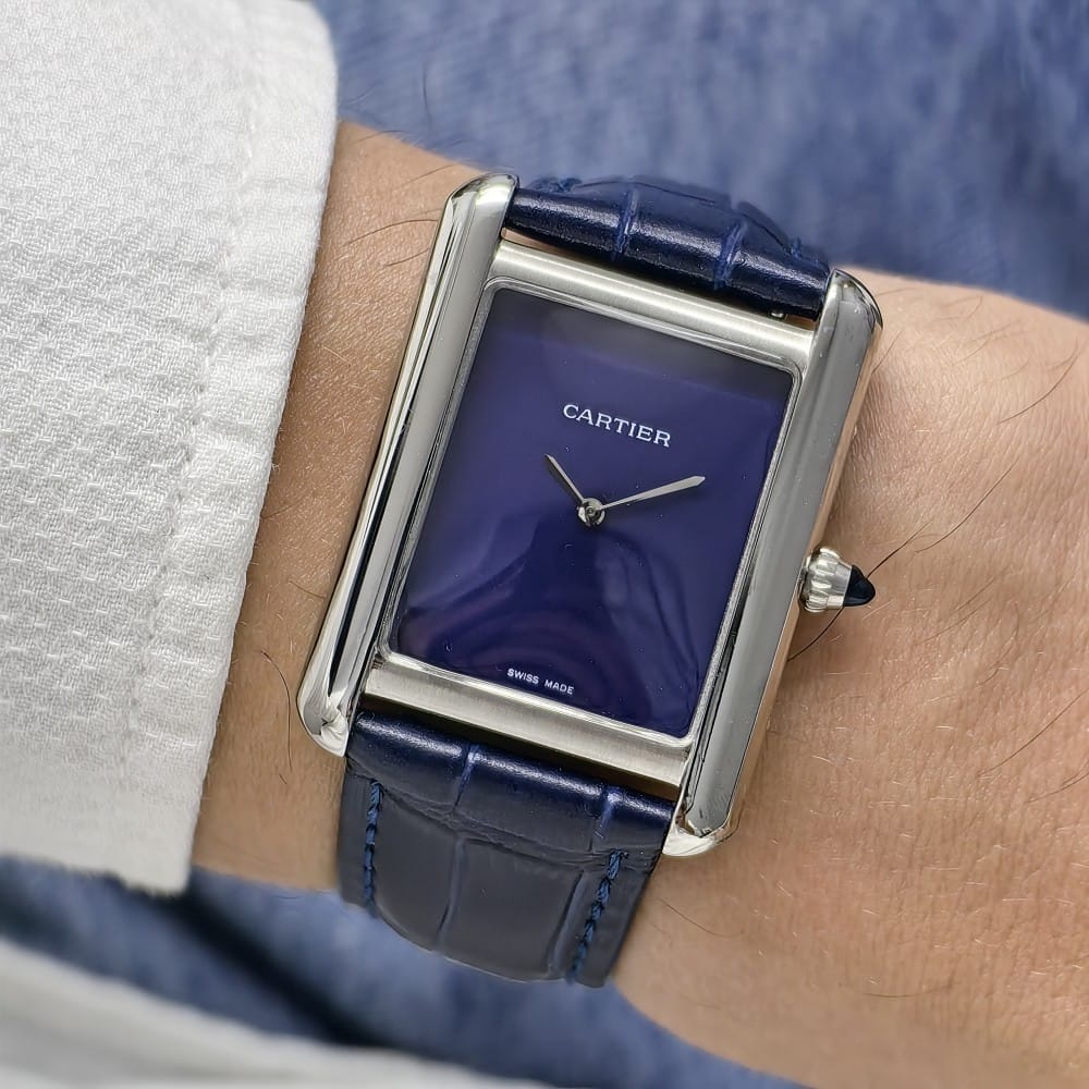 cartier tank silver blue 40mm watch - Image 4