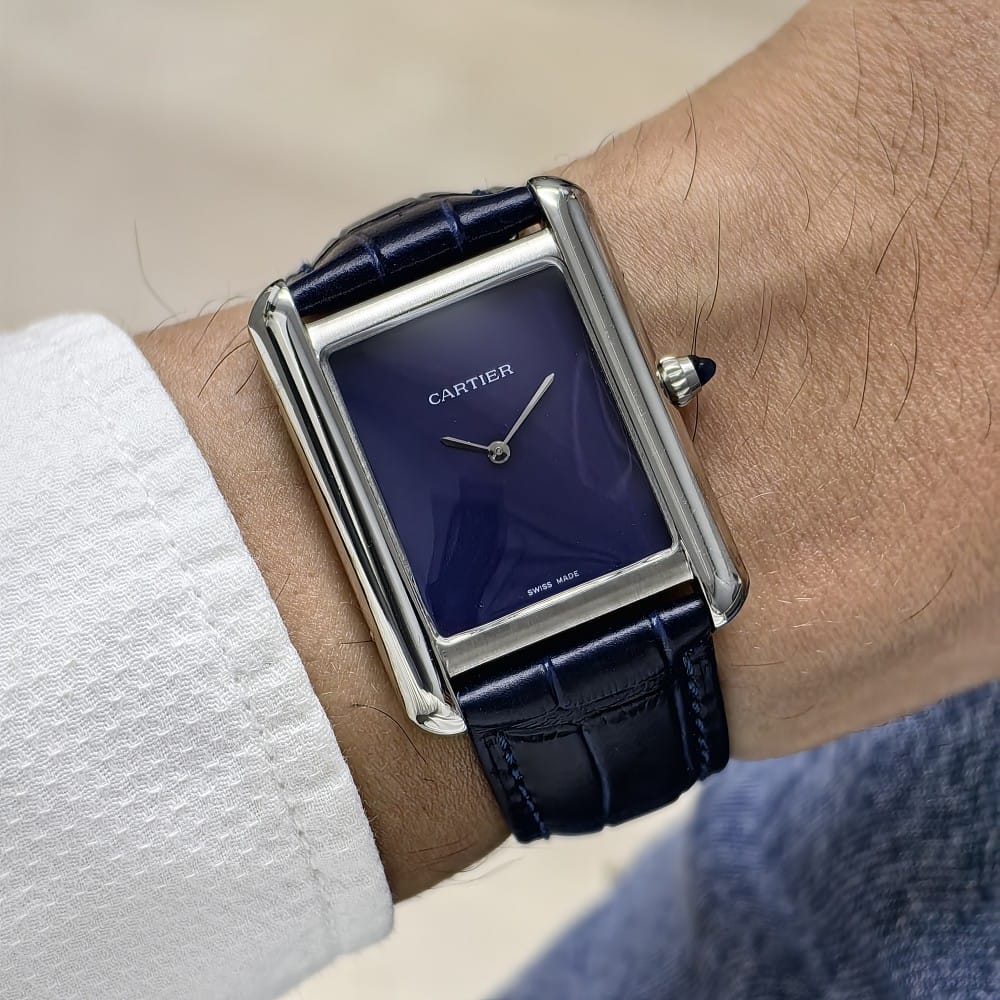 cartier tank silver blue 40mm watch - Image 6