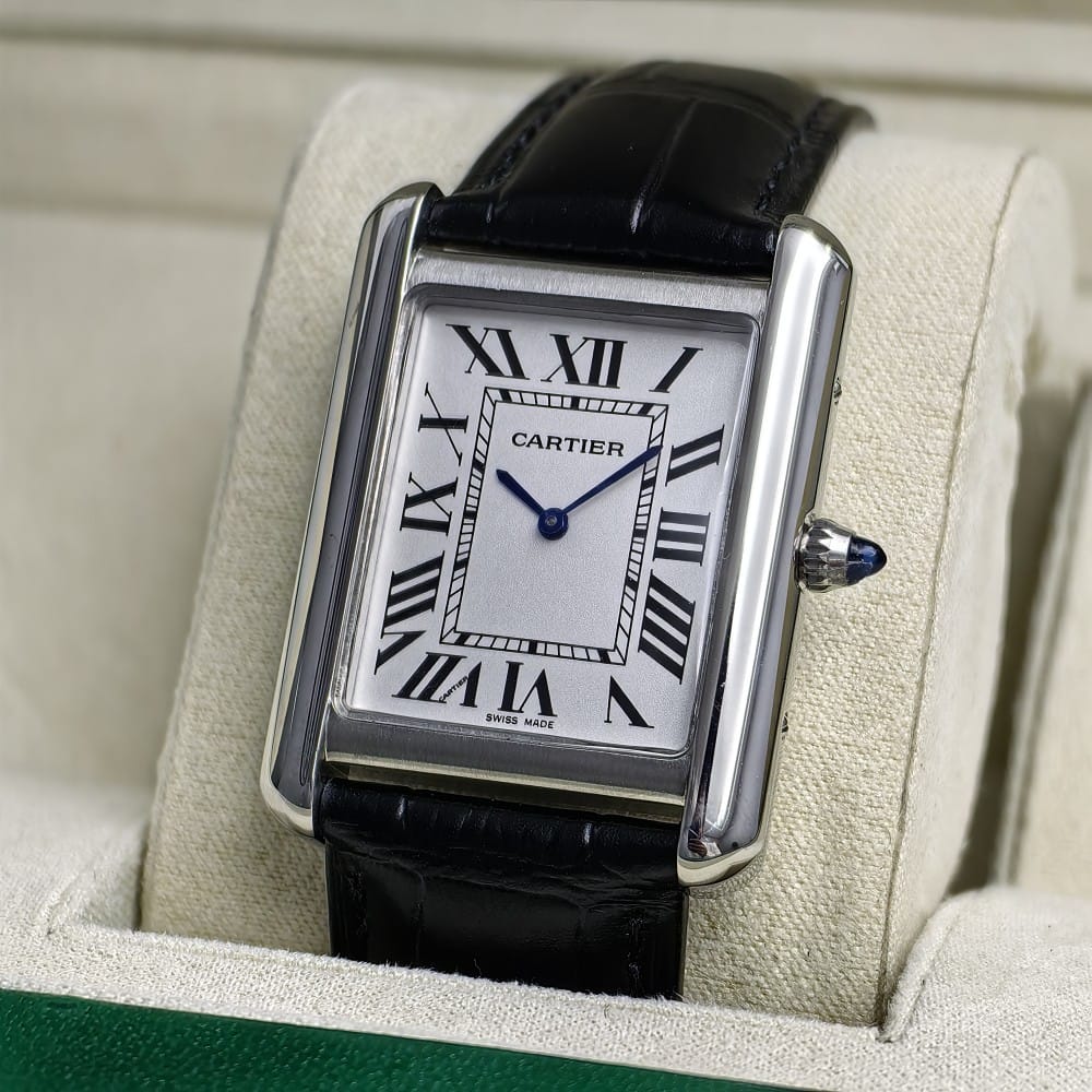 cartier tank silver white 40mm stainless steel watch
