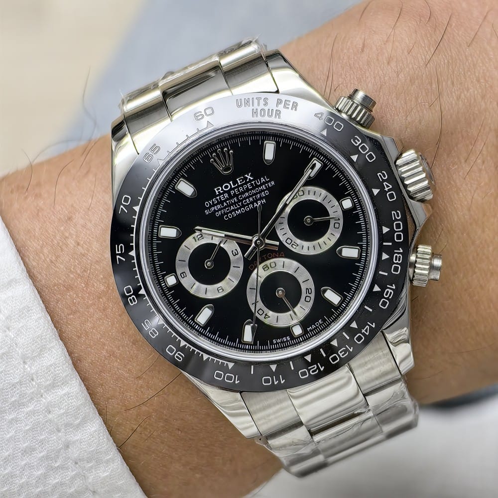 rolex daytona panda black dial 39.5mm automatic watch - Image 6
