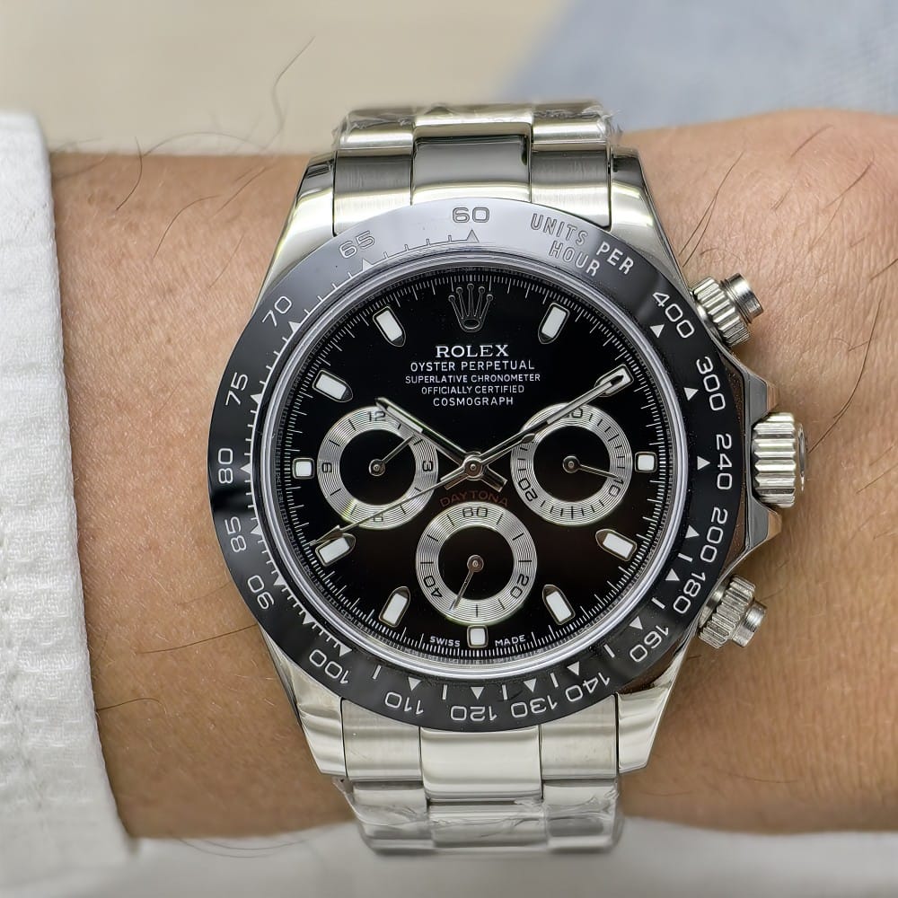 rolex daytona panda black dial 39.5mm automatic watch - Image 2