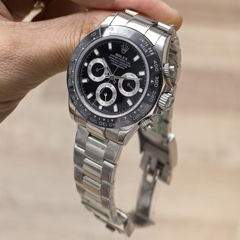 rolex daytona panda black dial 39.5mm automatic watch - Image 8