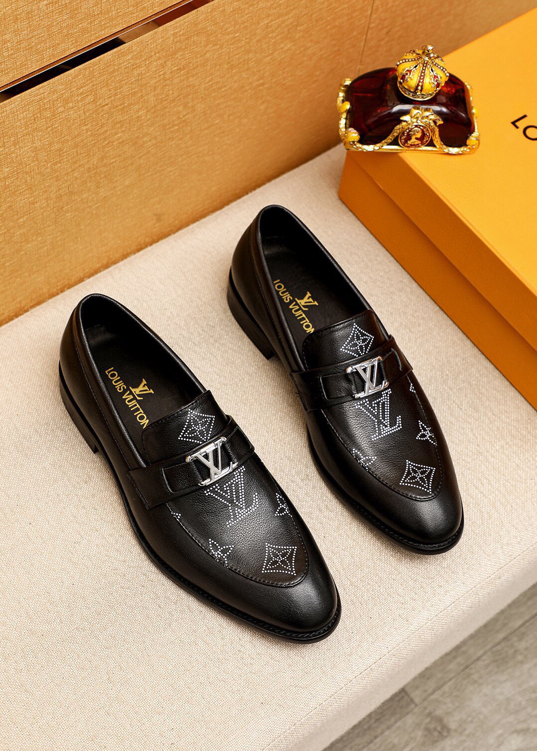 louis vuitton black leather loafers size 38-44