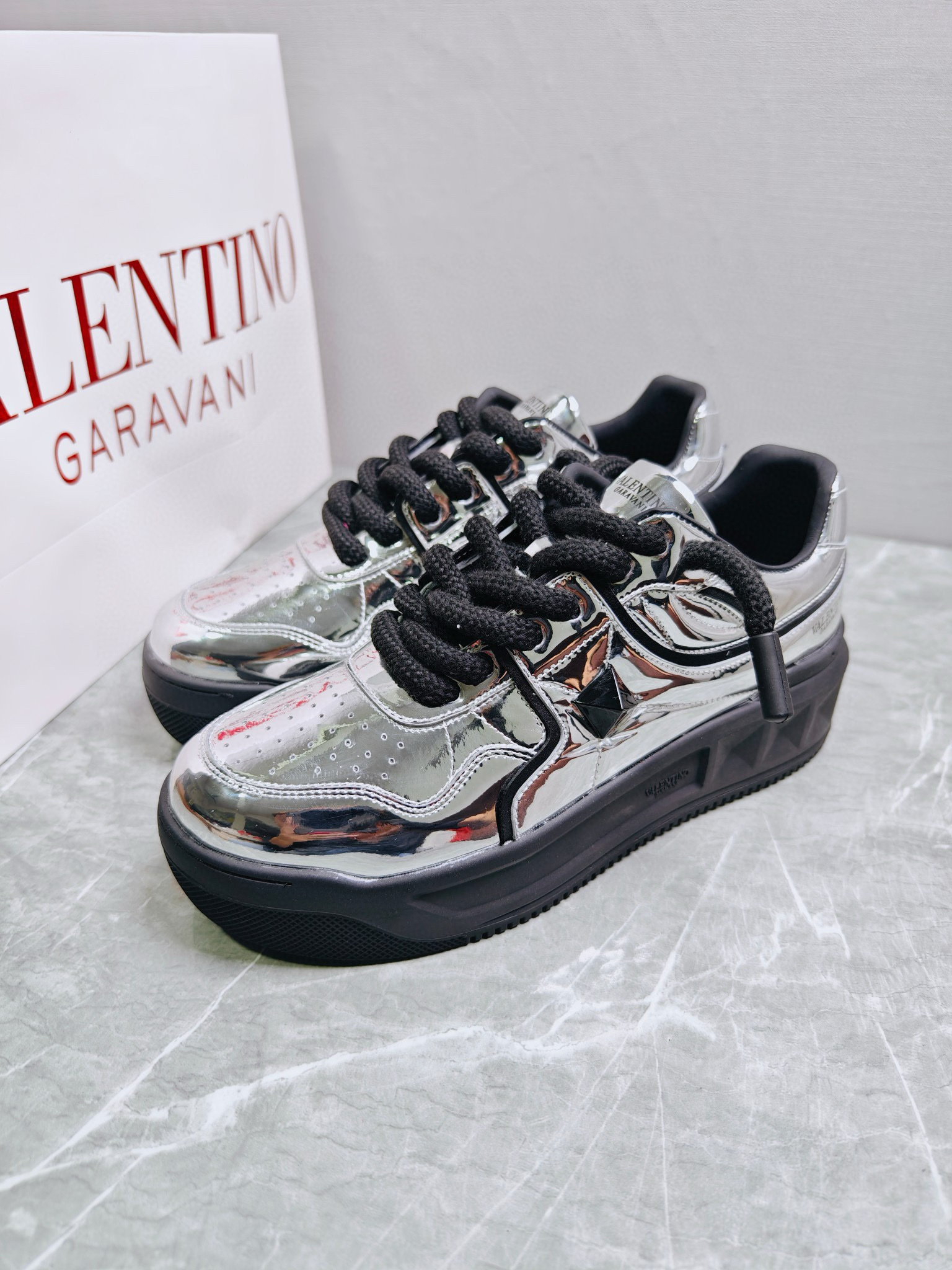 valentino couples sneakers 35/44 - metallic silver
