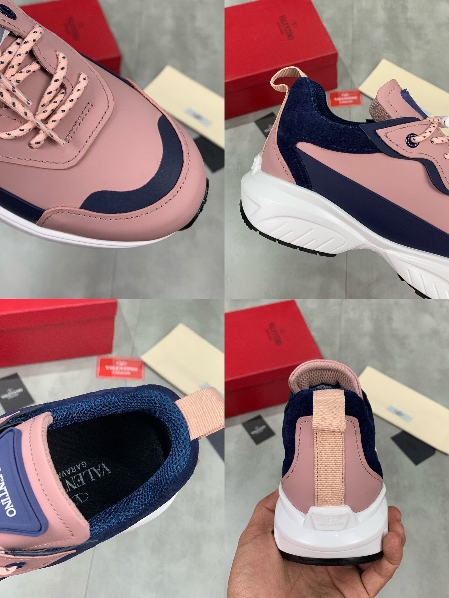 valentino casual sneakers in pink and navy - sizes 38-44
