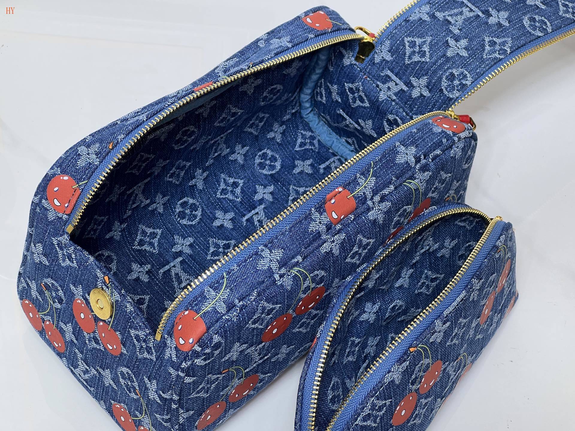 louis vuitton cherry print cosmetic pouch set - 28x15x16.5 cm - Image 2