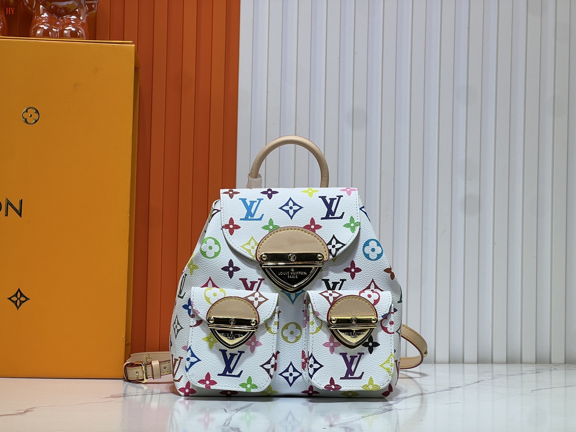 louis vuitton colorful monogram backpack 26x24x7 cm