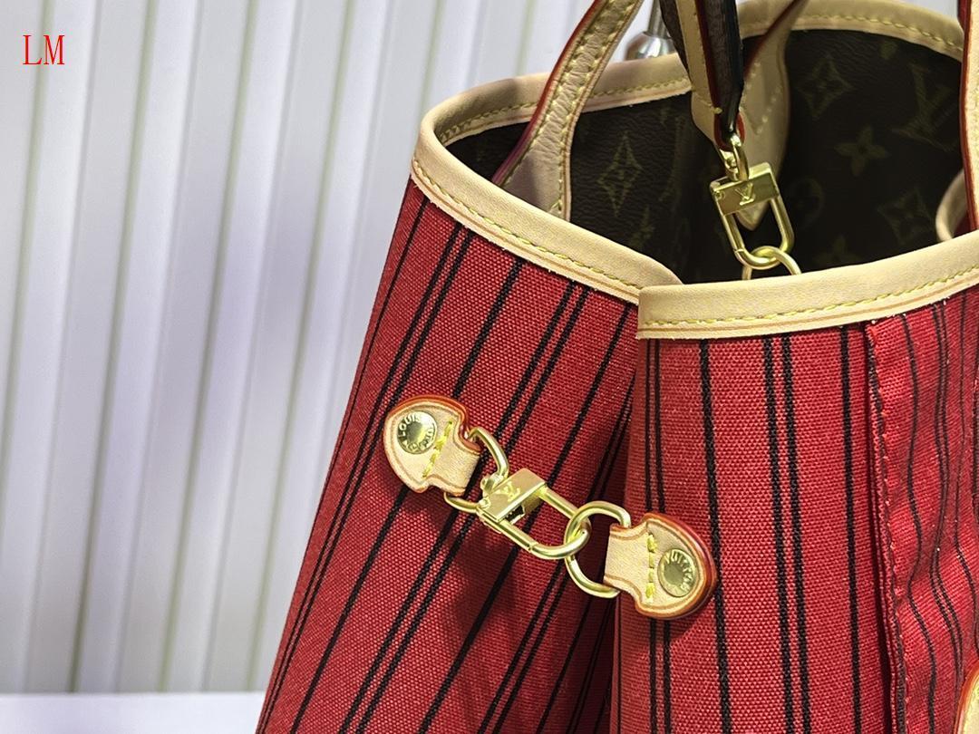 louis vuitton red striped tote bag 39x32x19 cm - Image 2
