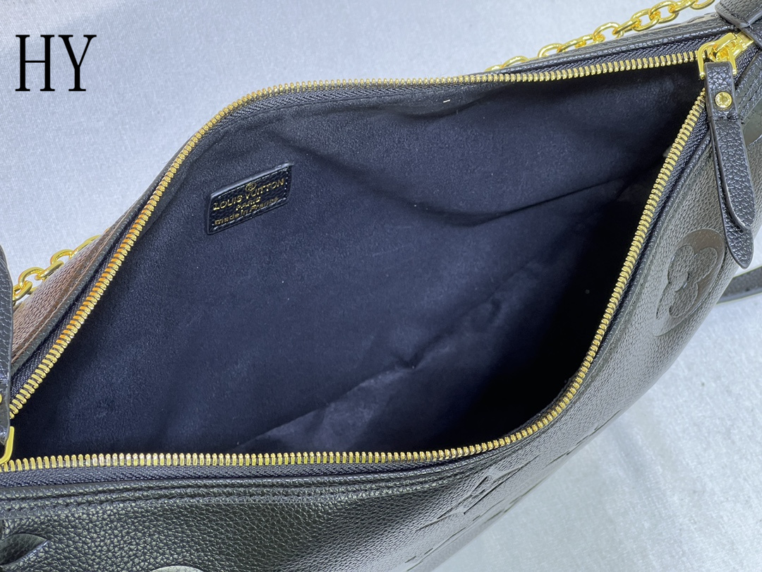 louis vuitton black leather handbag with chain strap - 38 x 26 x 10 cm - Image 2