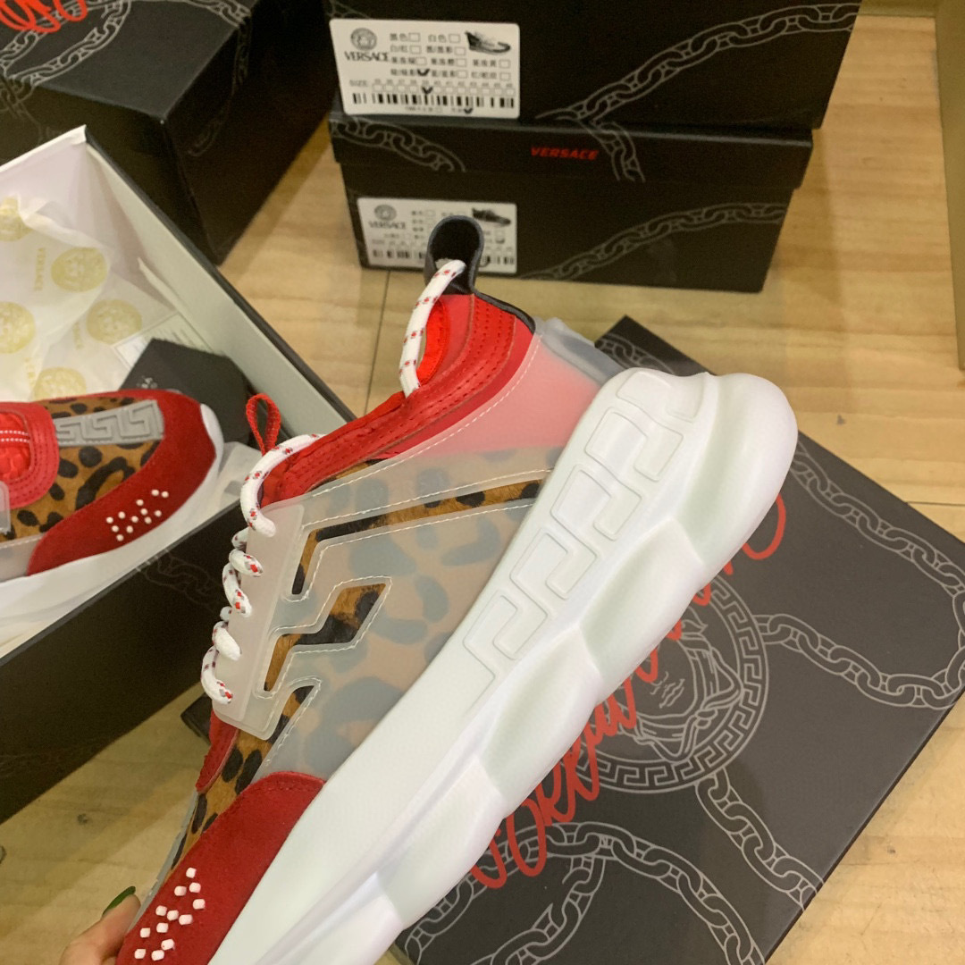 versace unisex dad sneakers 35-44 - red & leopard print - Image 2