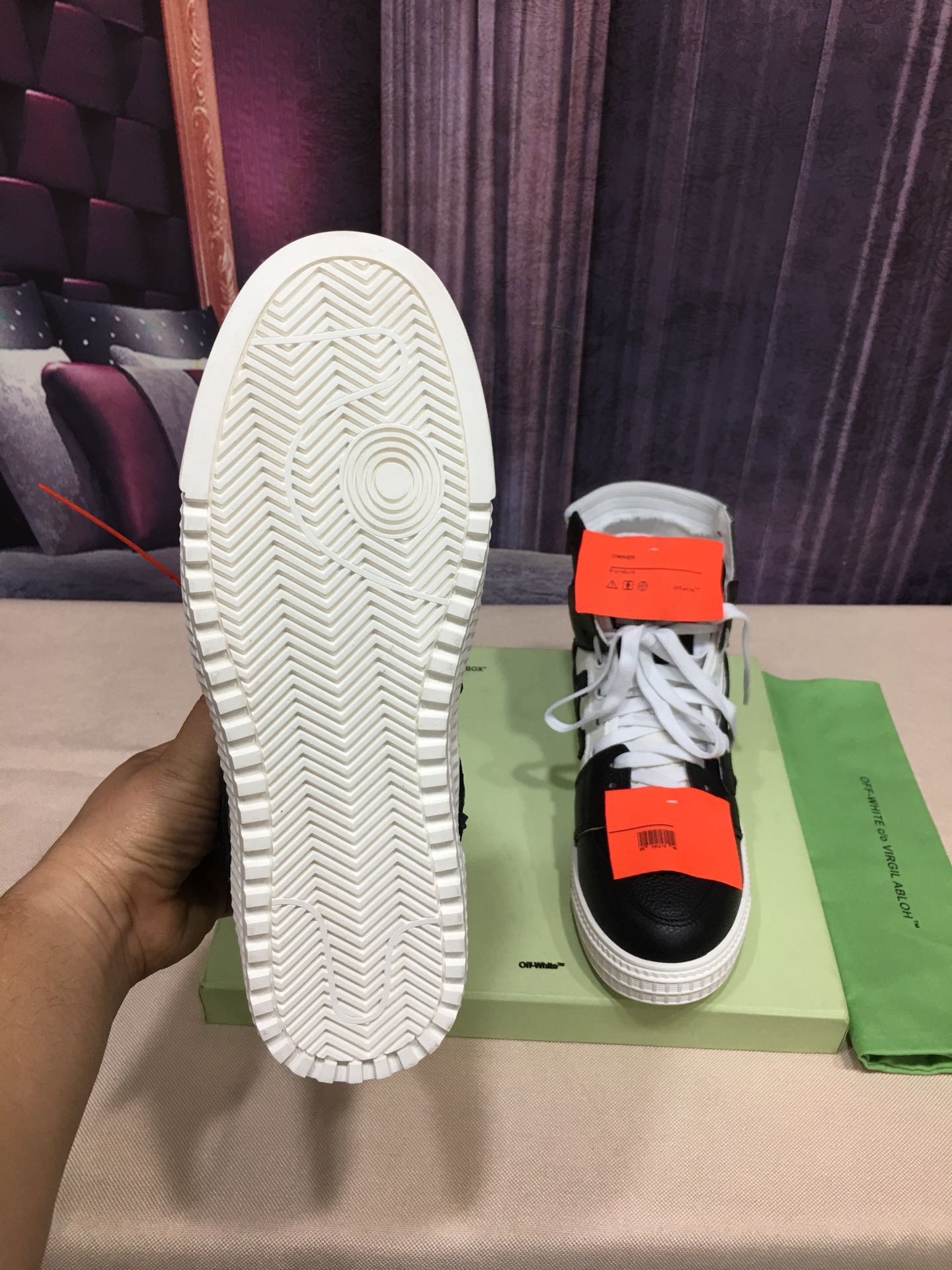 off-white high-top sneakers for couples, sizes 35-44 - Image 2