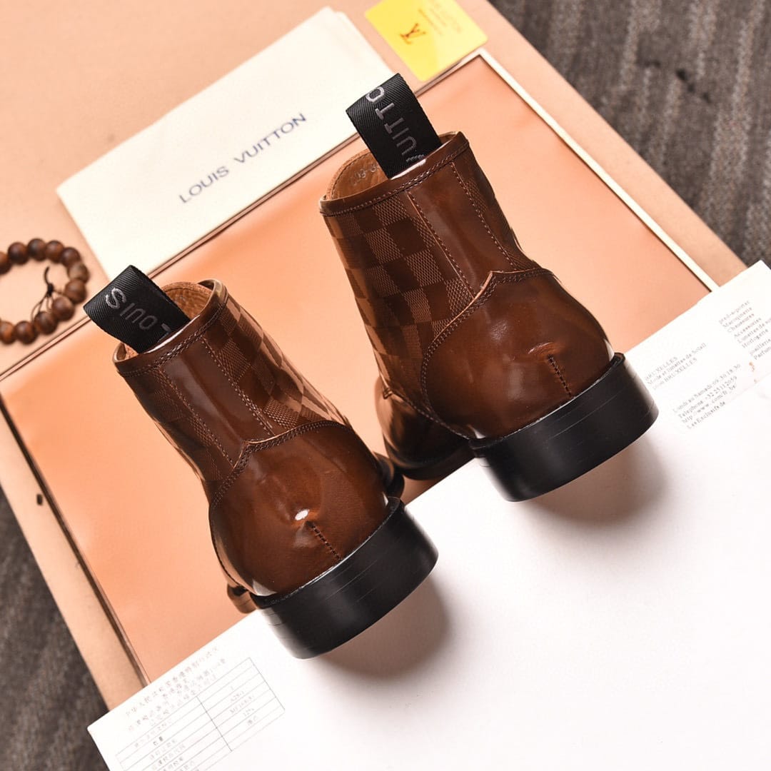 louis vuitton brown checkered leather boots size 38-44 - Image 2