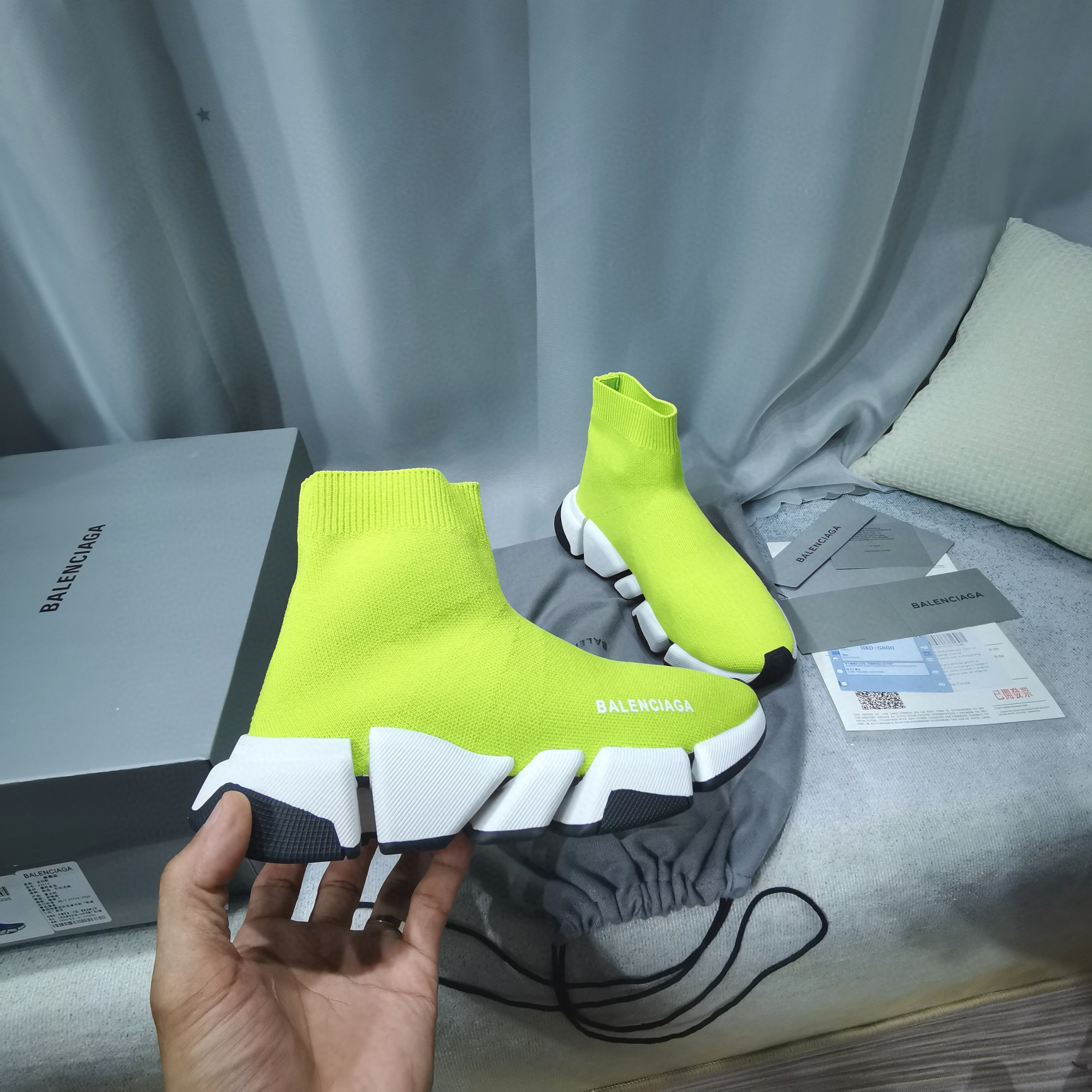 balenciaga couples sock sneakers - eu 35-44 - neon yellow - Image 2