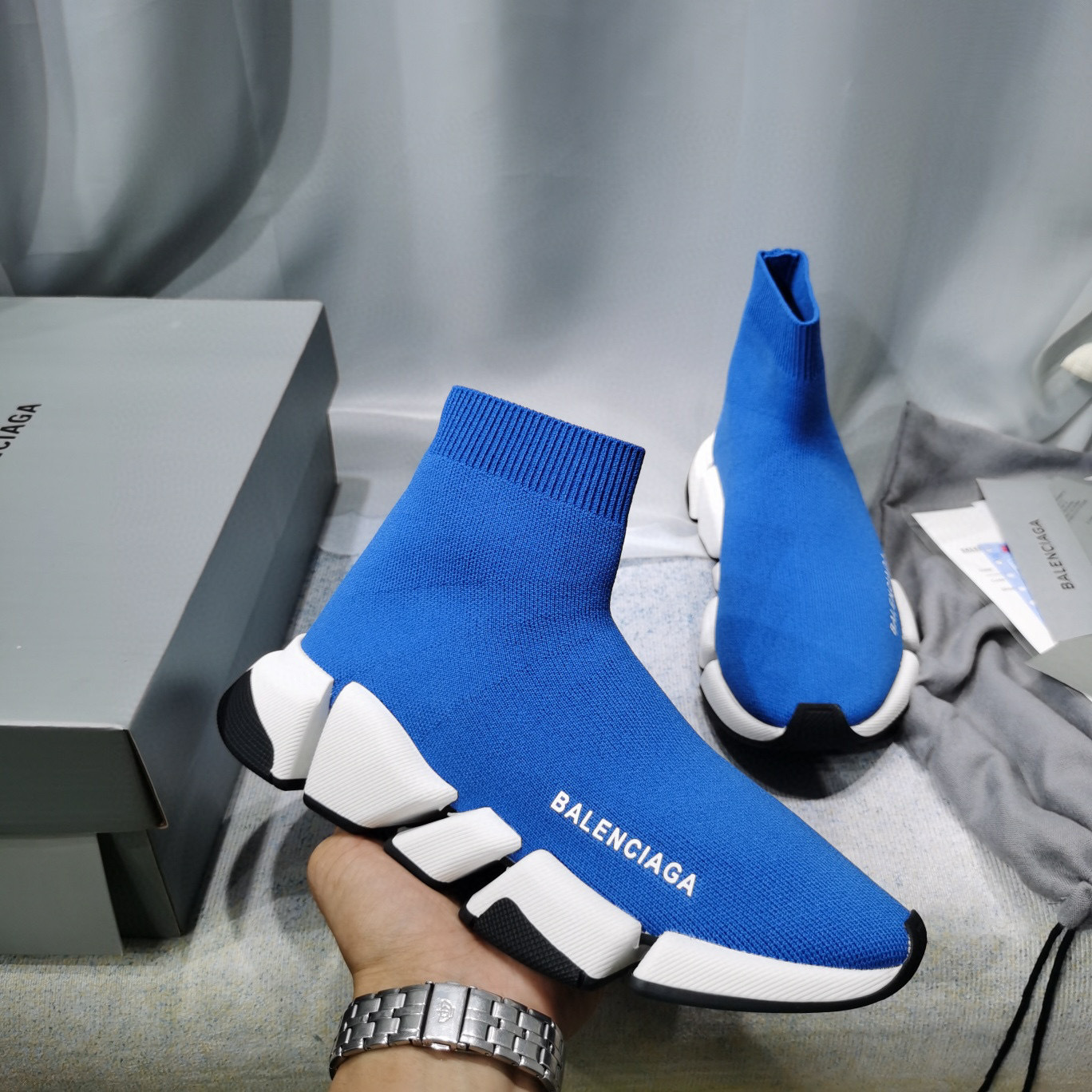 balenciaga blue sock sneakers size 35-44 - Image 2