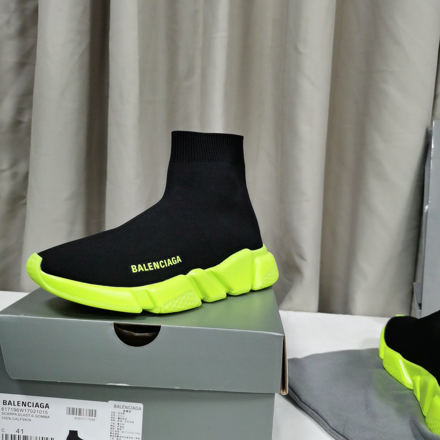 balenciaga sock sneakers - size 35-44 - black/neon yellow - Image 2
