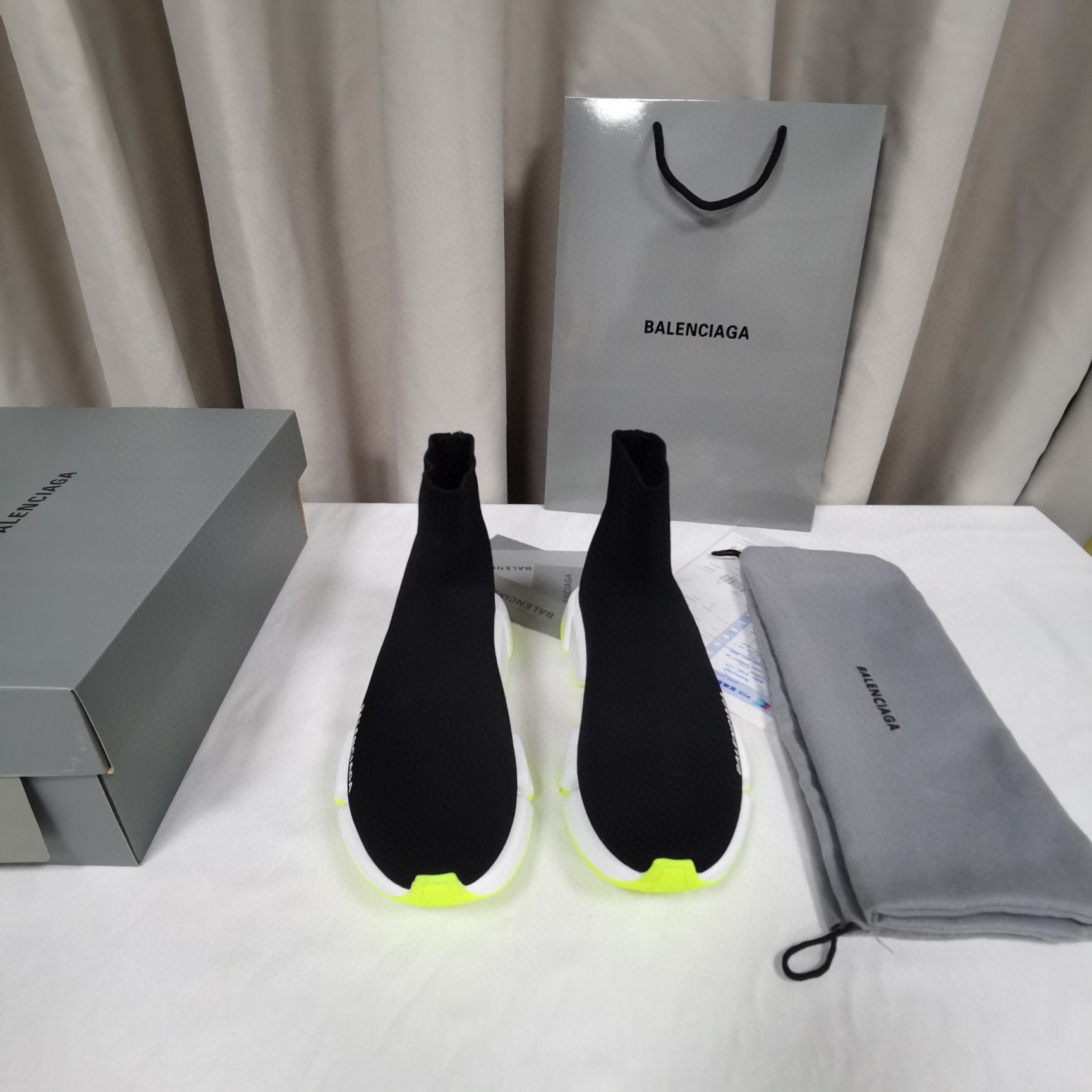 balenciaga sock sneakers 35-44 - black/neon green - Image 2