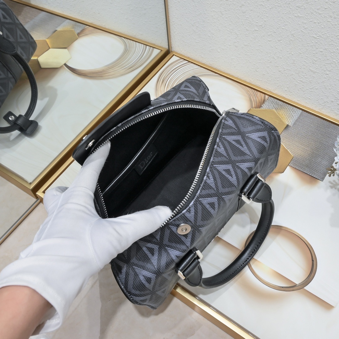 dior gray canvas handbag 26x16x14.5 cm - Image 2