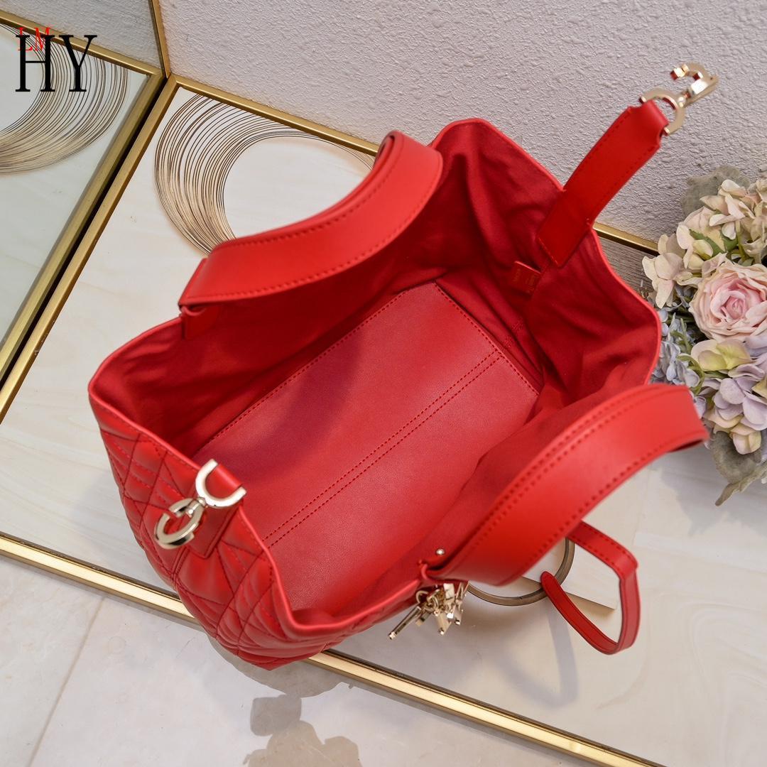 dior red quilted handbag set - 28.5*19*21cm - Image 2