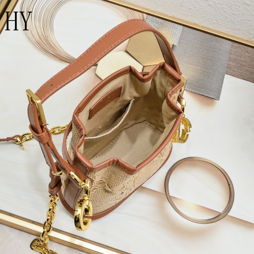 dior mini bucket bag 17x7x18 cm - beige & brown - Image 2