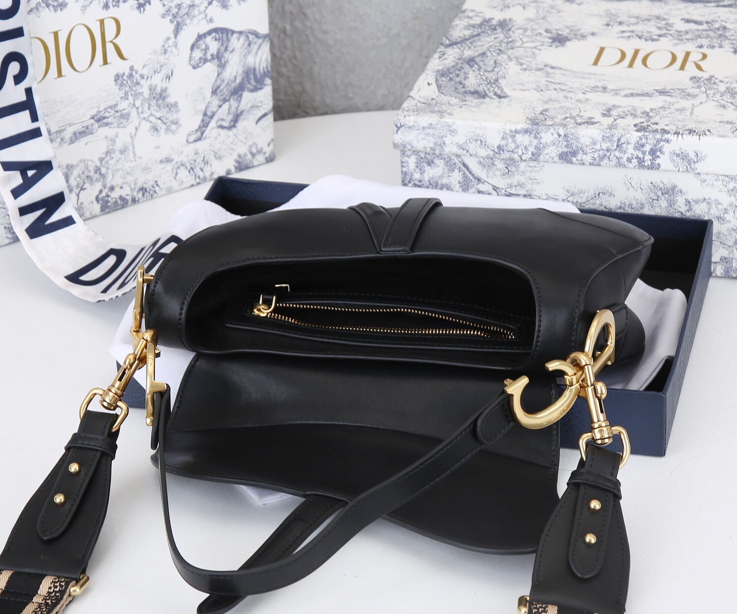 dior saddle bag - black leather, 25.5x20x6.5 cm - Image 2