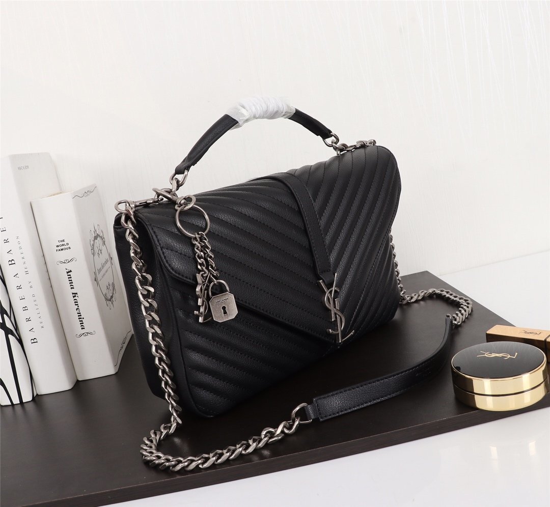 yves saint laurent black quilted handbag 32x21x9 cm - Image 2
