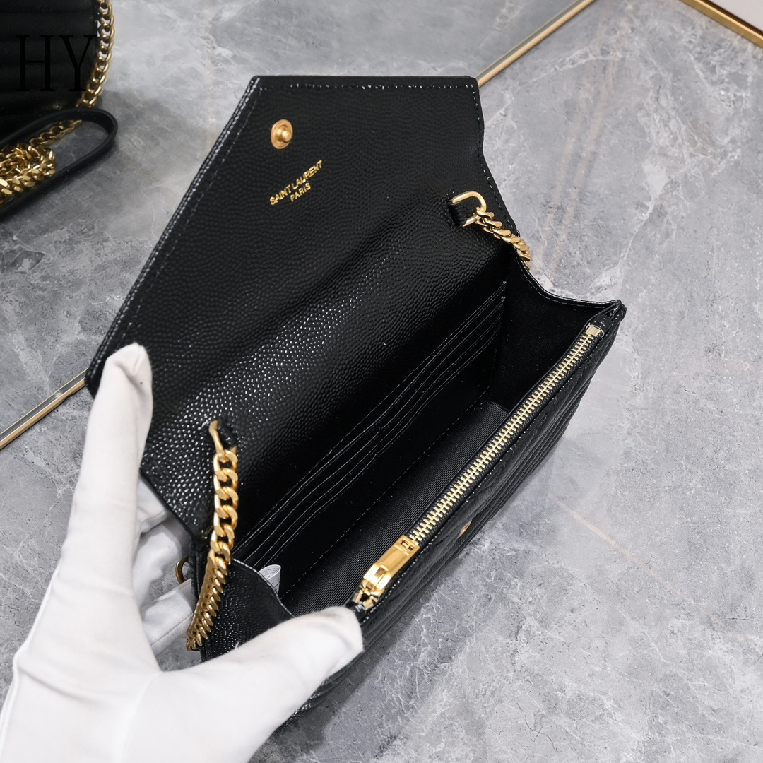 yves saint laurent black chevron wallet on chain - 20x17x6cm - Image 2