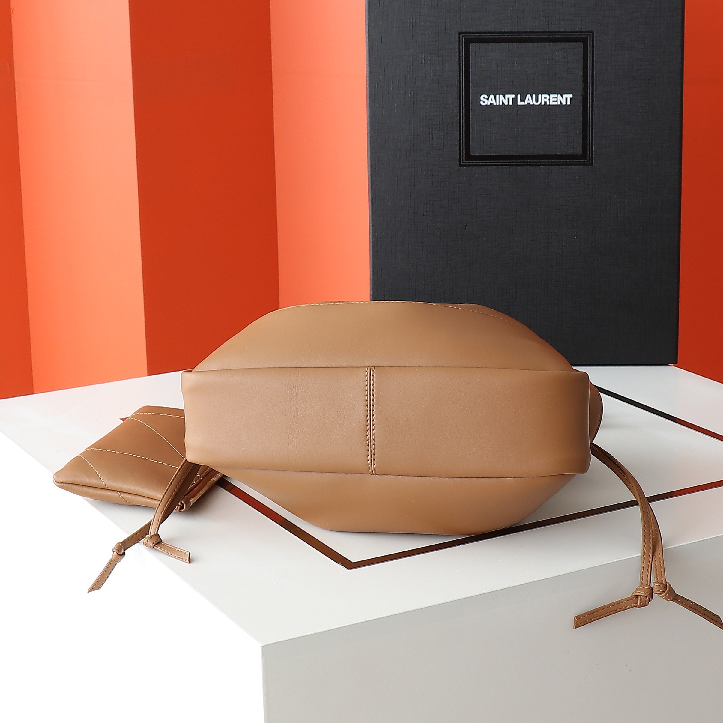yves saint laurent brown quilted bucket bag 29*25*11 - Image 2