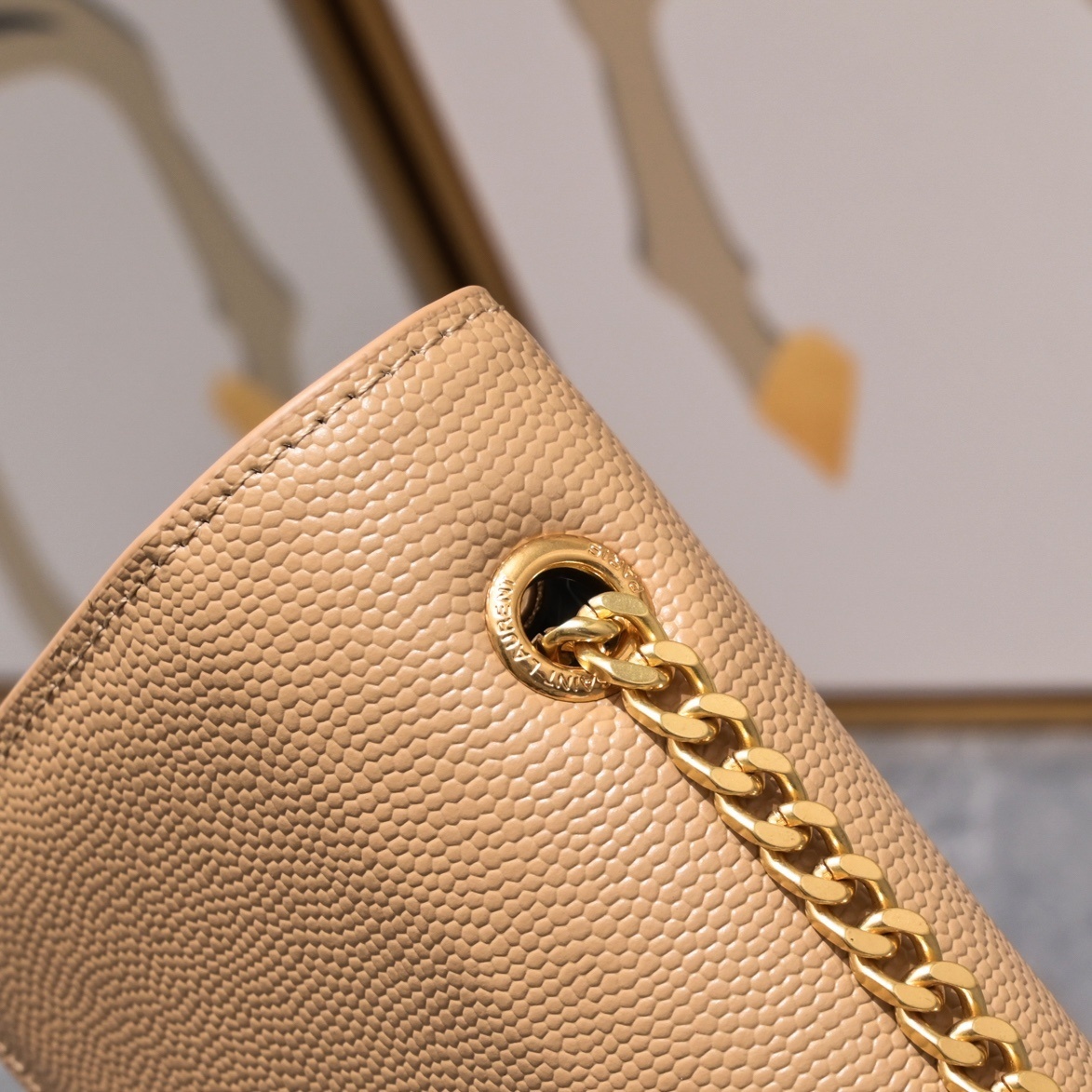yves saint laurent beige leather crossbody bag 24*5.5*14.5 - Image 2