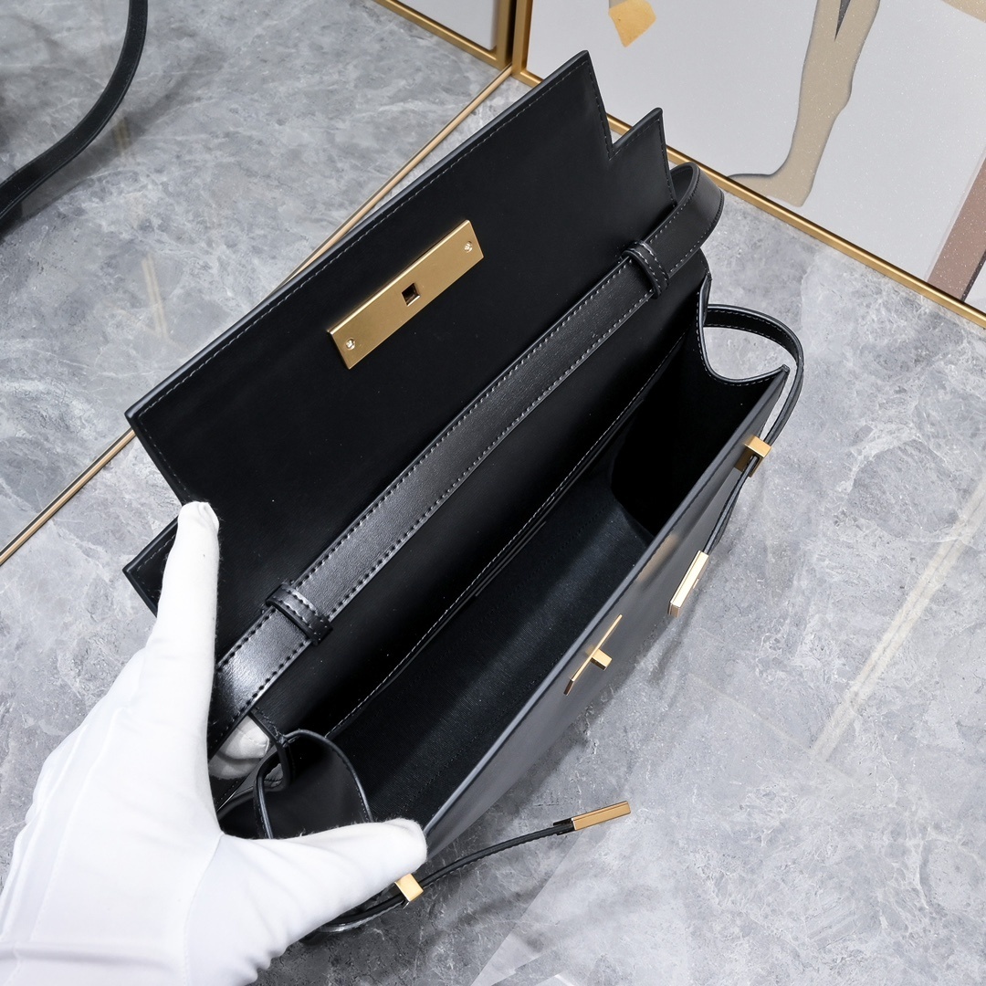 yves saint laurent black leather handbag 29x20x7.5 cm - Image 2