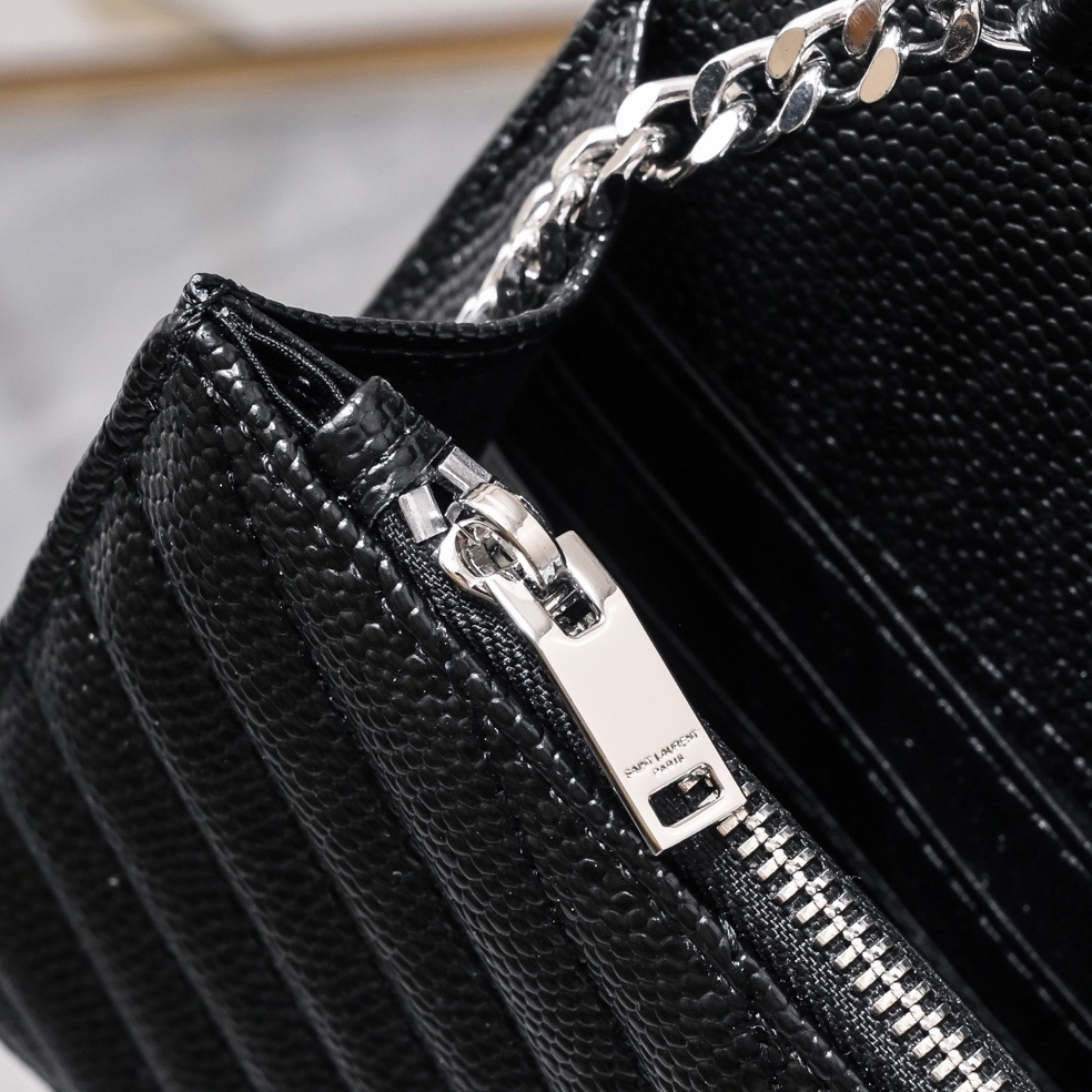 yves saint laurent black chevron wallet on chain - 20x17x6 cm - Image 2
