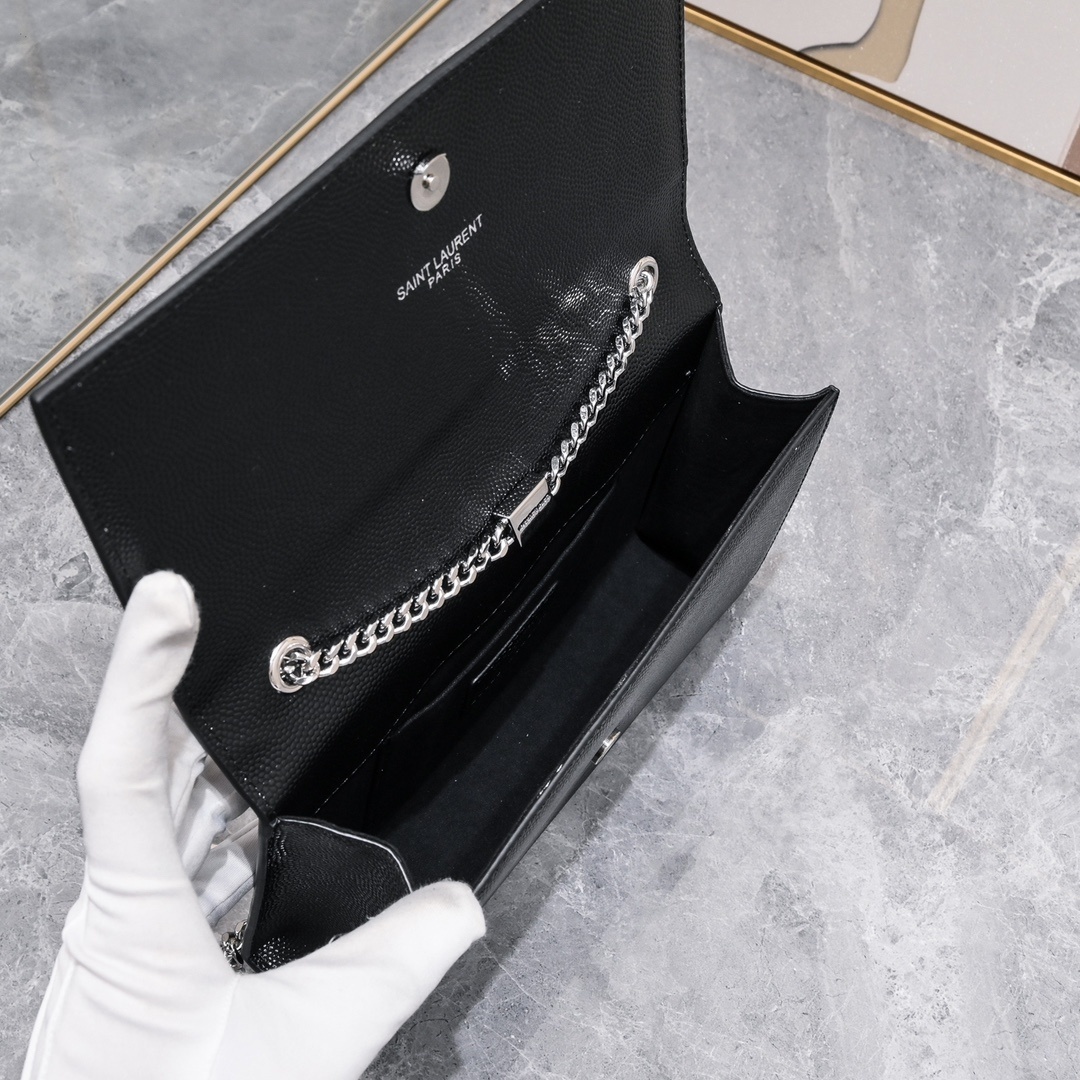 yves saint laurent black leather crossbody bag 24*5.5*14.5 - Image 2
