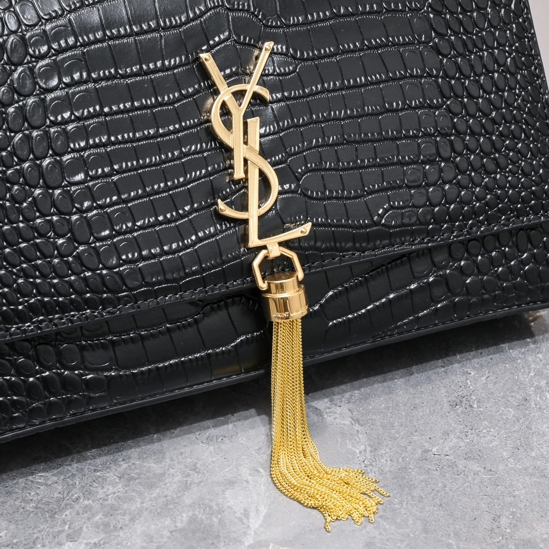 yves saint laurent black croc-embossed bag 24*5.5*14.5 - Image 2