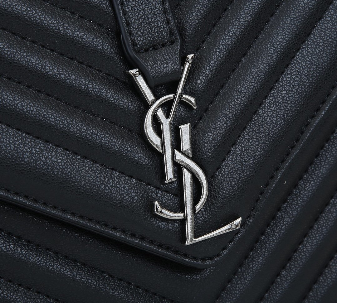 yves saint laurent black chevron leather handbag 32x21x9 - Image 2