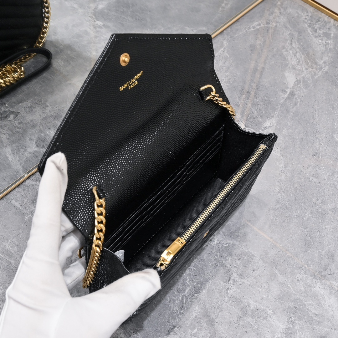 yves saint laurent black chevron wallet on chain - 20×17×6cm - Image 2