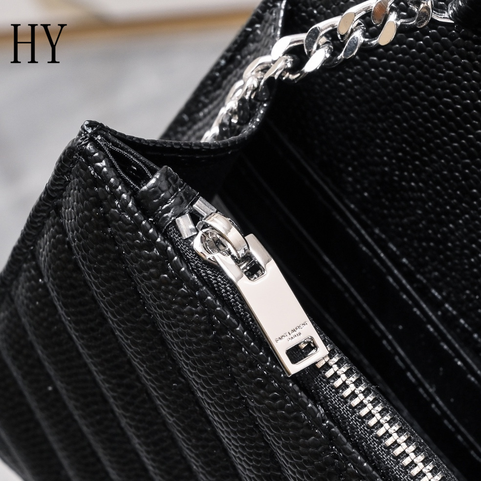 yves saint laurent black chevron wallet on chain - 20x17x6cm - Image 2