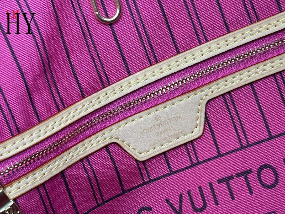 louis vuitton pink striped tote bag 31x28x14 - Image 3