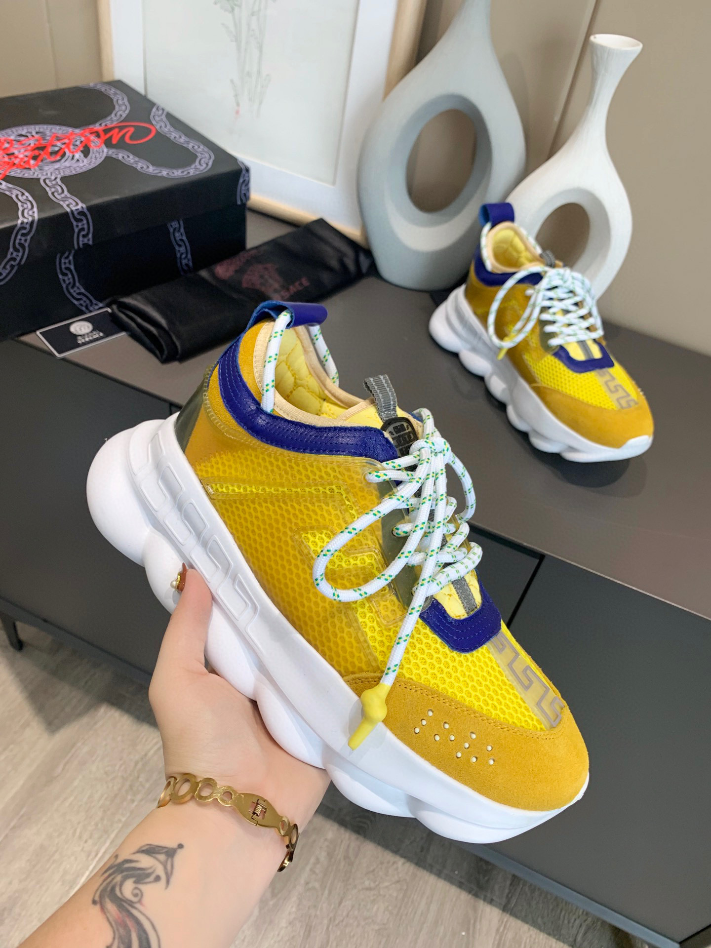 versace men's yellow dad sneakers size 35-44 - Image 3