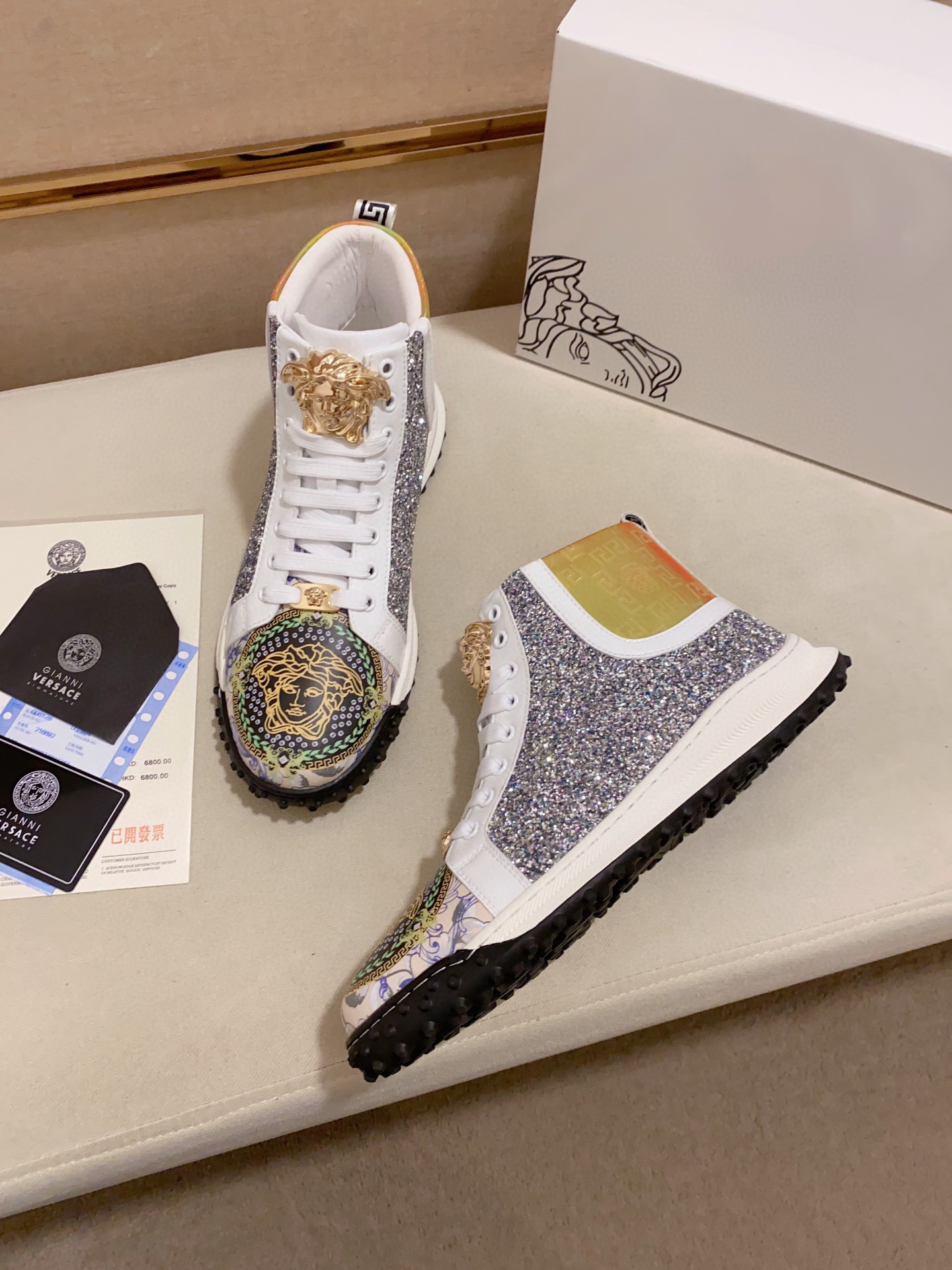 versace glitter high-top sneakers - size 38-44 - Image 3