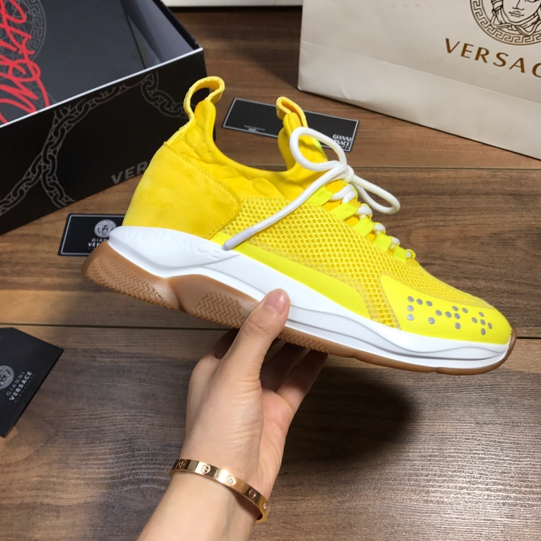 versace yellow sneakers for couples, sizes 35-44 - Image 3