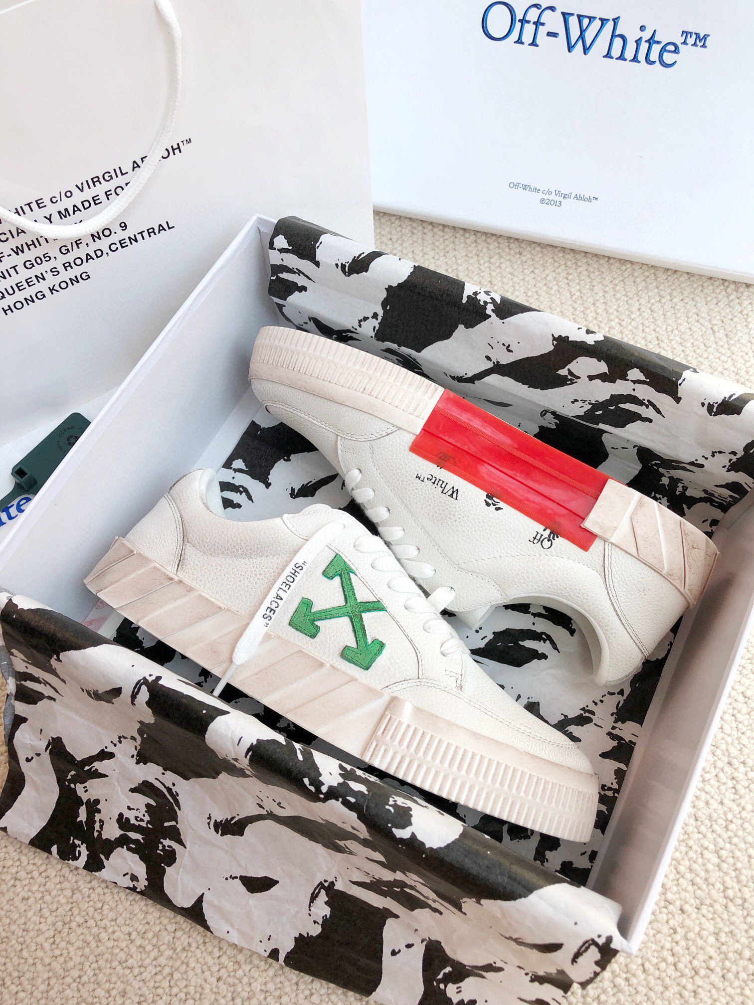off-white couple's sneakers 35-44 with green logo - Image 3